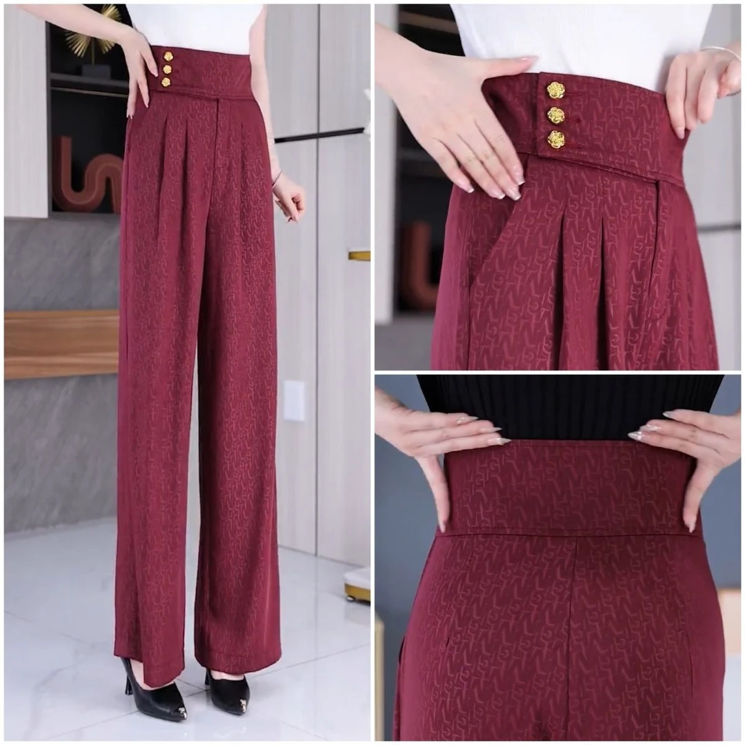 牛奶丝新款2025夏季休闲高腰垂感阔腿裤显瘦休闲裤百搭窄版女裤