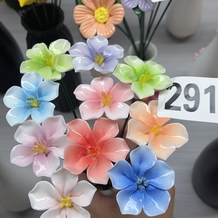 摆件手工制作陶瓷花10朵樱花