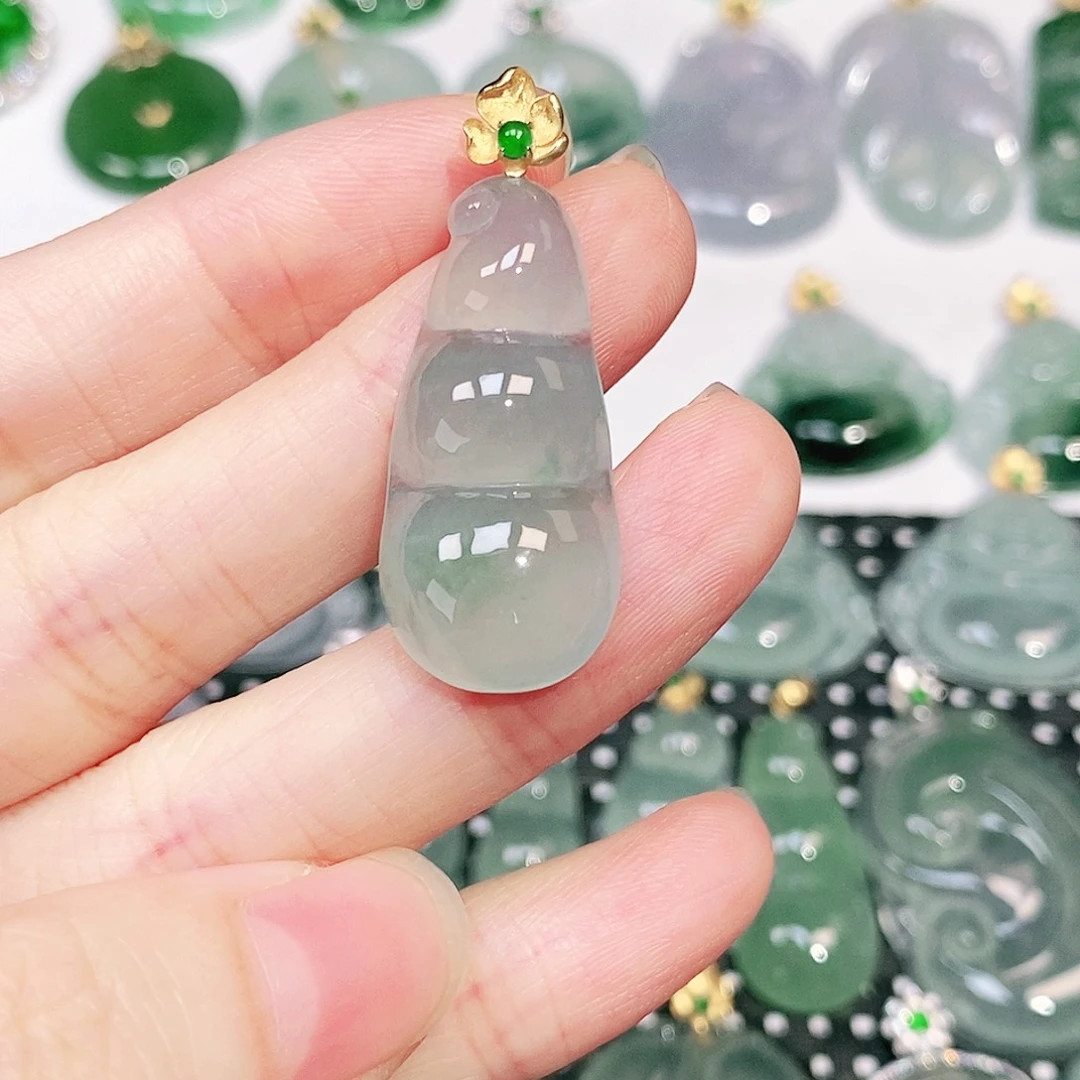 翡翠18K金镶嵌吊坠(不含链)
