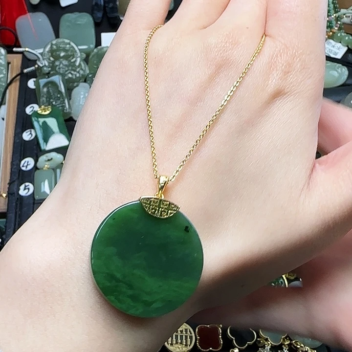 和田玉银S925镶嵌吊坠(赠链)