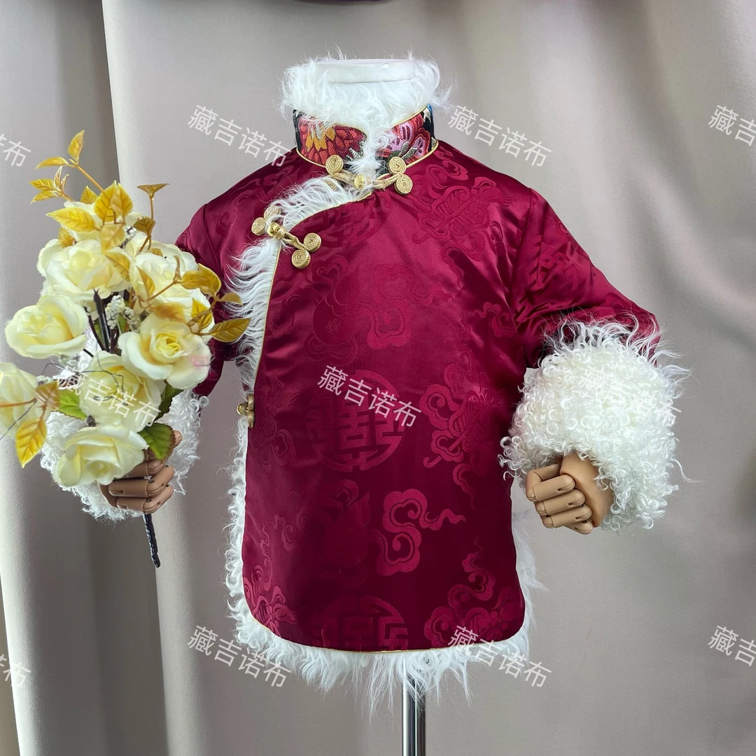 【擦日边】藏族儿童藏式民族风加绒男女宝贝同款外套加厚羊羔毛