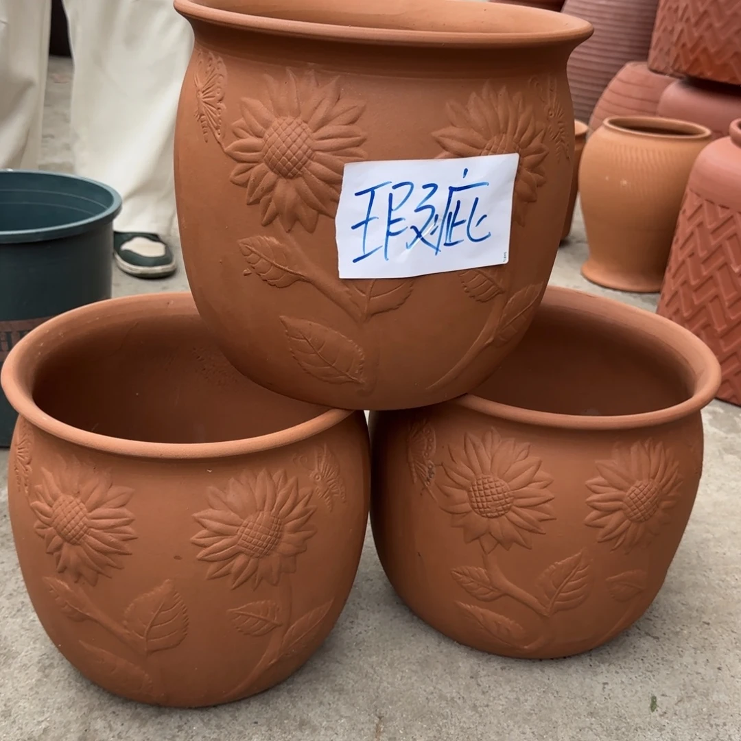 紫砂花盆口30高26宜兴紫砂瑕疵粗糙花泥