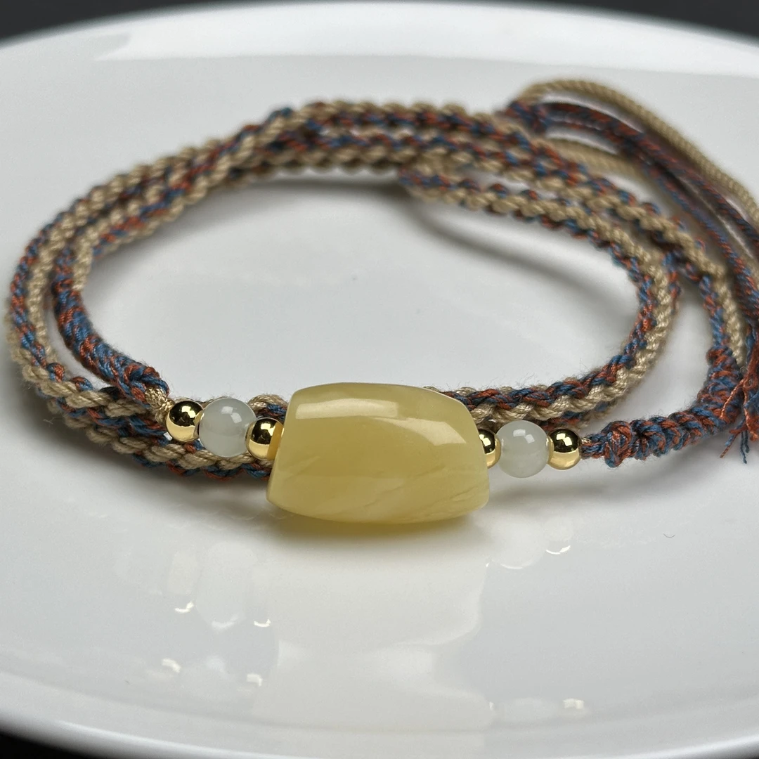 Y5505天然原矿蜜蜡马蹄珠12.8x20mm2克抖音基地质检发货