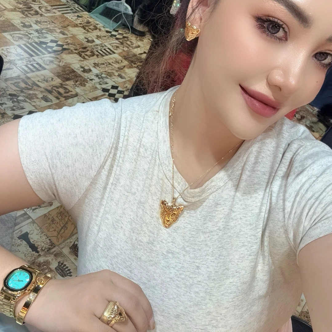 铜合金莫桑石项链 Dlzea铜合金新款豹子头套装