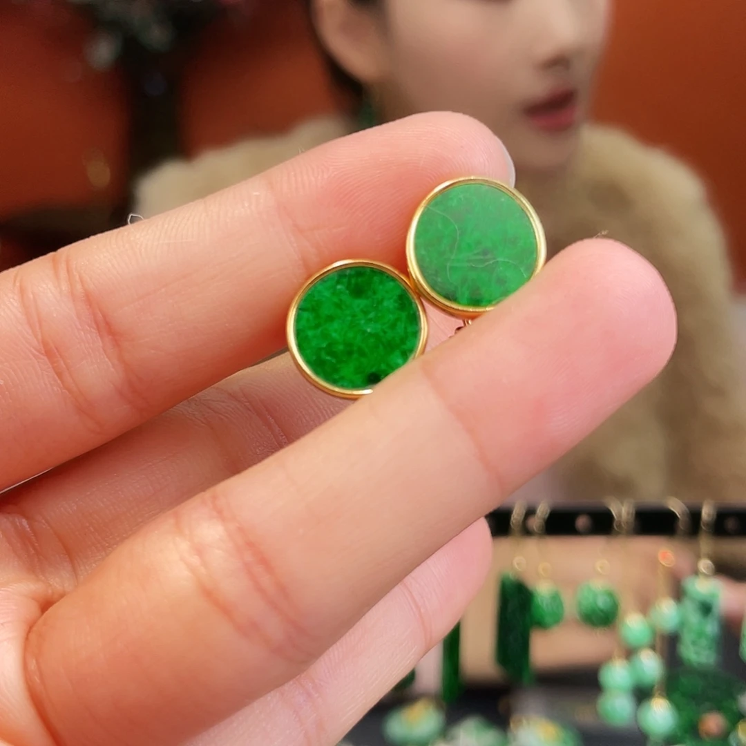 翡翠银S925镶嵌耳饰