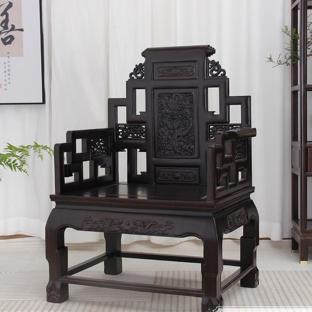 黑檀龙椅宝座古典宝座复古仿古椅子