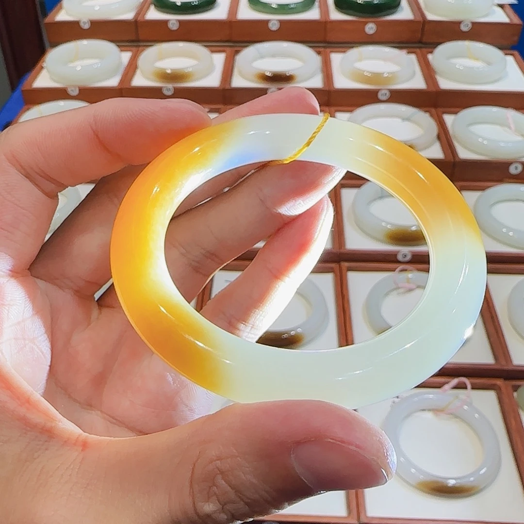 和田玉未镶嵌手镯且末胖圆双口糖53 54 55