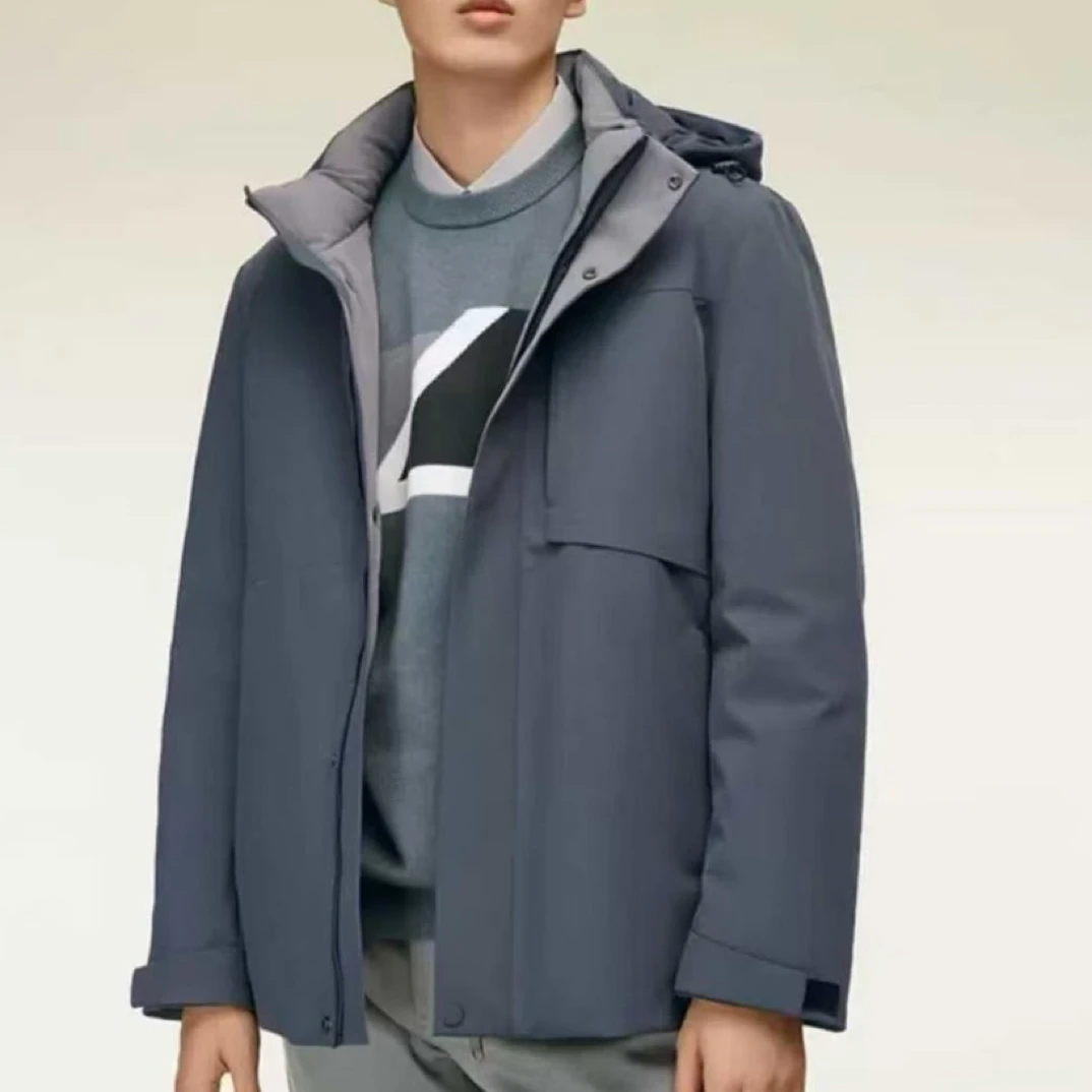 豆剪标 白鸭绒可拆卸内胆可拆卸帽子羽绒服高级灰