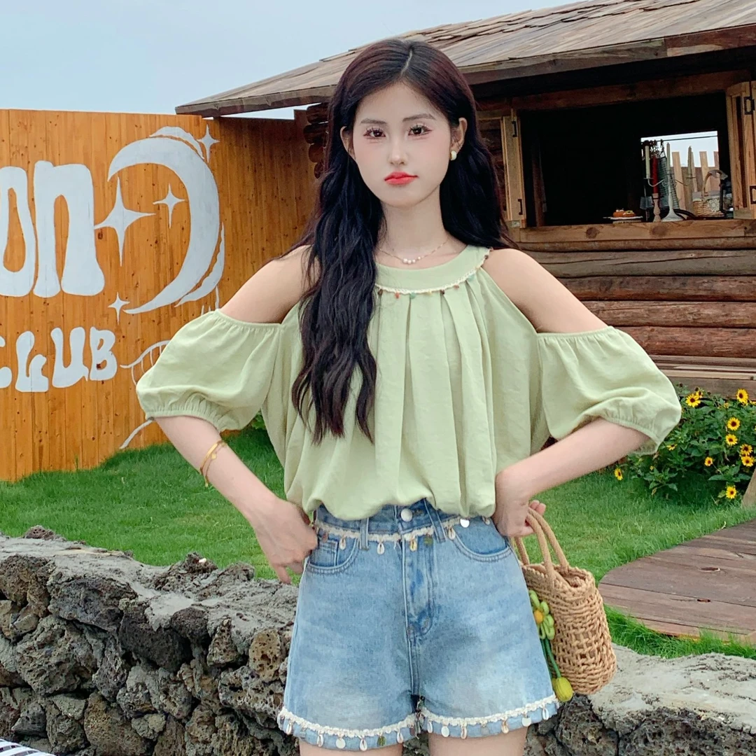 慕兔法式小清新宽松甜美衬衫女2025夏季新款时尚百搭显瘦短袖上衣