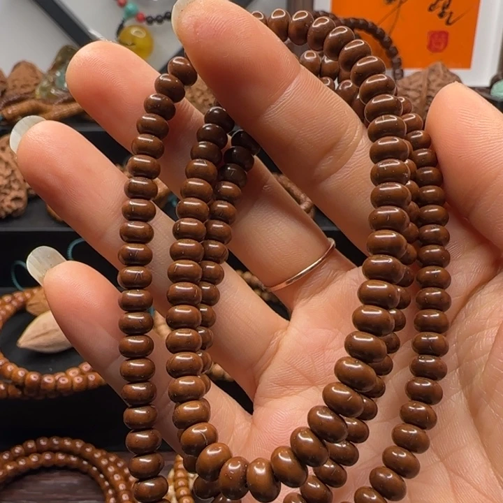 紫金鼠吊坠6*4纯肉算盘多圈手串