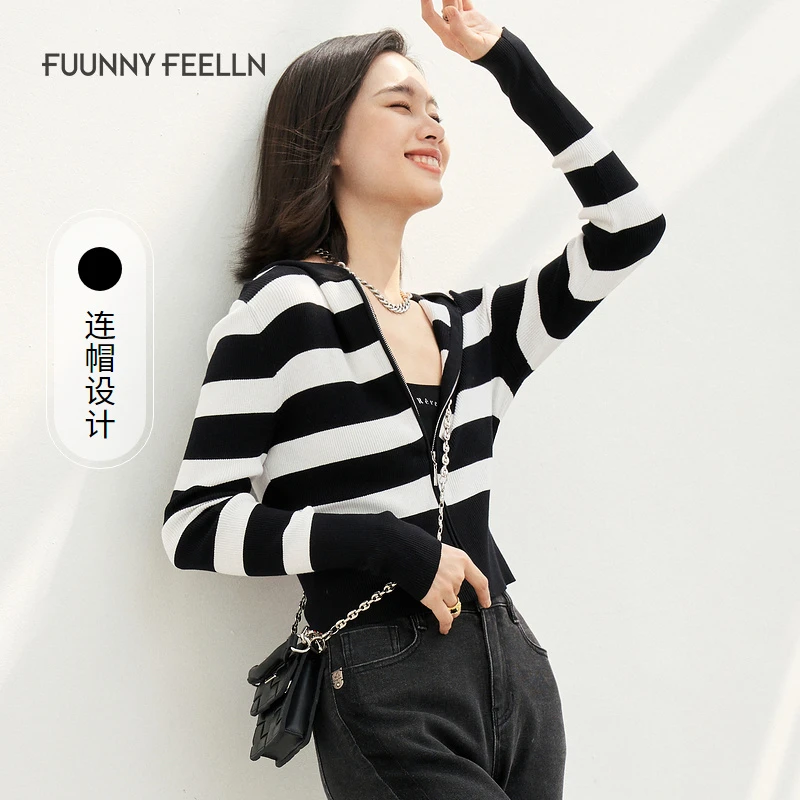 【九月专属】FF||仿佛条纹针织开衫外套女长袖FZ00582