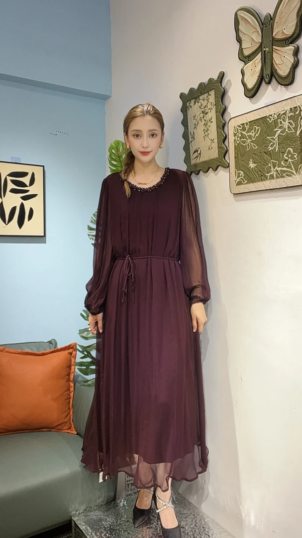 夏季高品质显气质真丝连衣裙显瘦