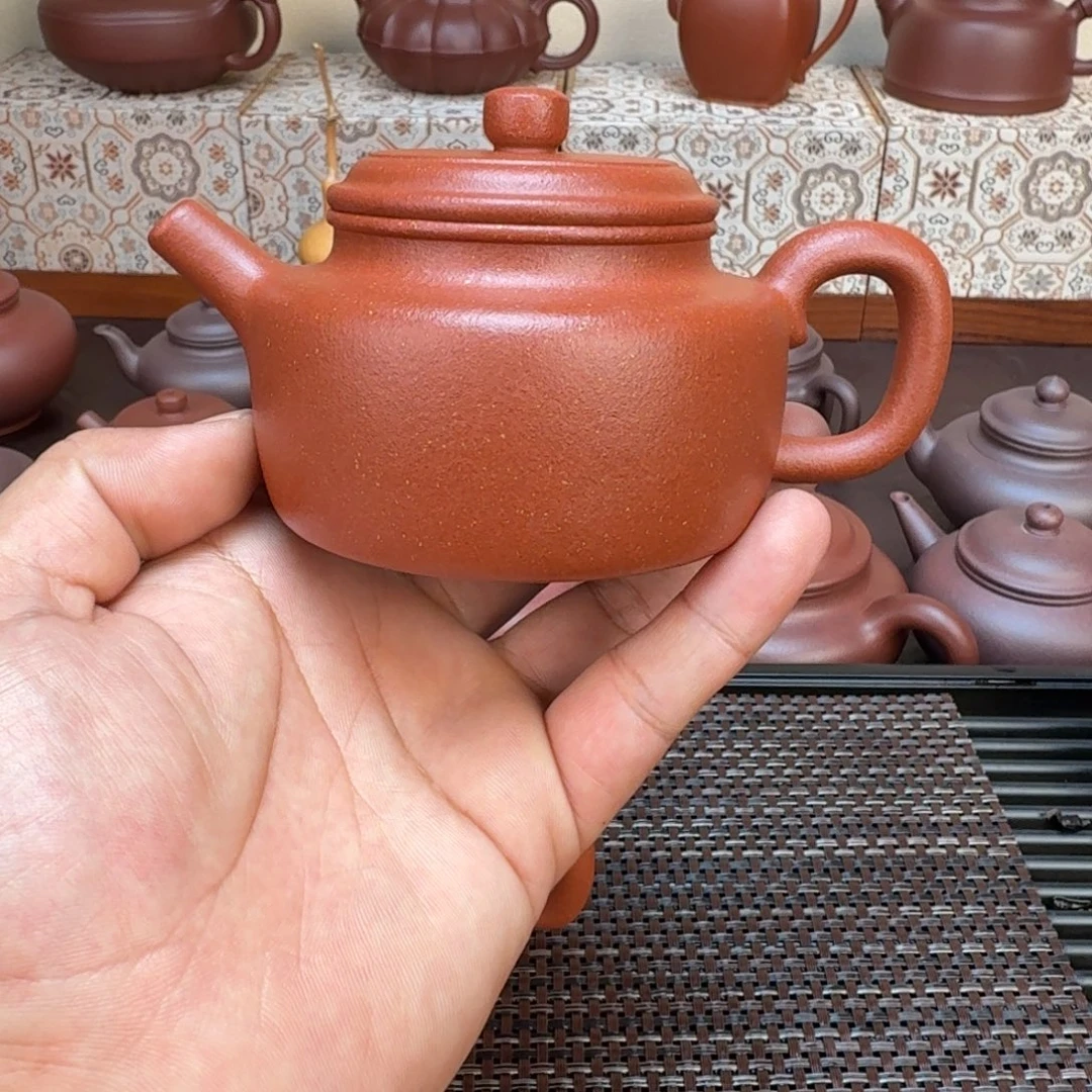 痴***然茶壶紫砂原矿红降坡德钟200cc