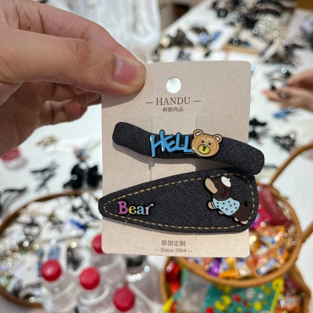 5834-时尚卡通牛仔发夹按颜色拍