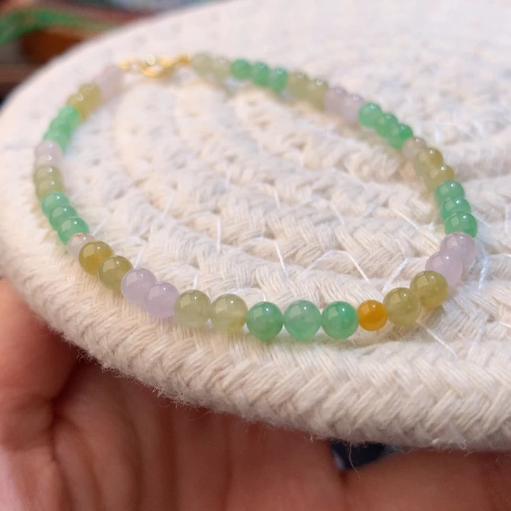 翡翠散珠马卡龙色系串