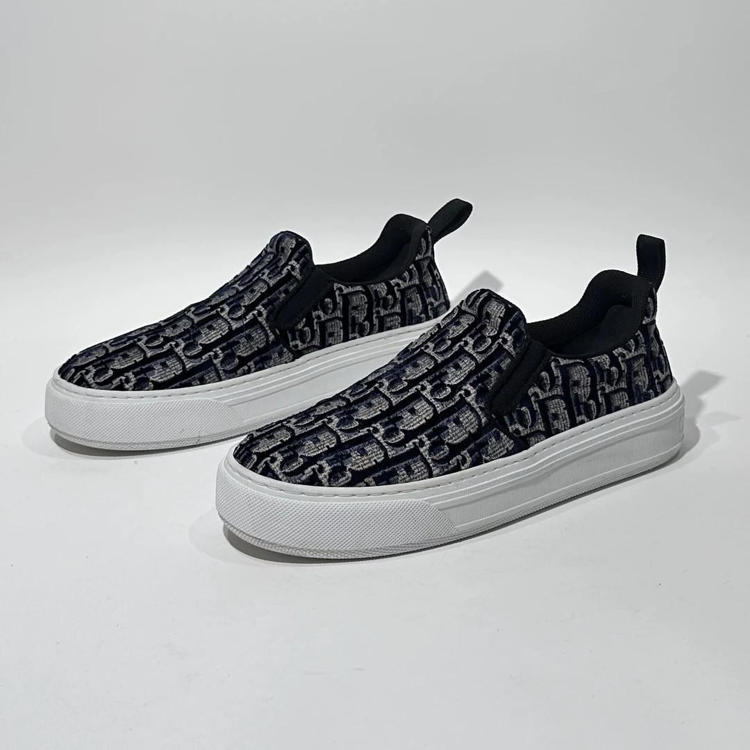 95新 DIOR/迪奥 37.5码 深蓝老花时尚一脚蹬/BX80183