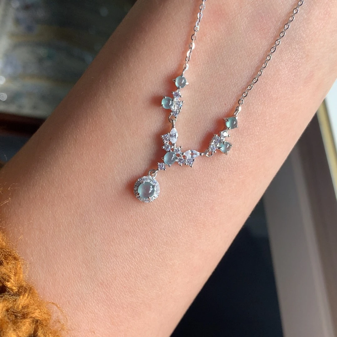 翡翠银S925镶嵌颈饰项链