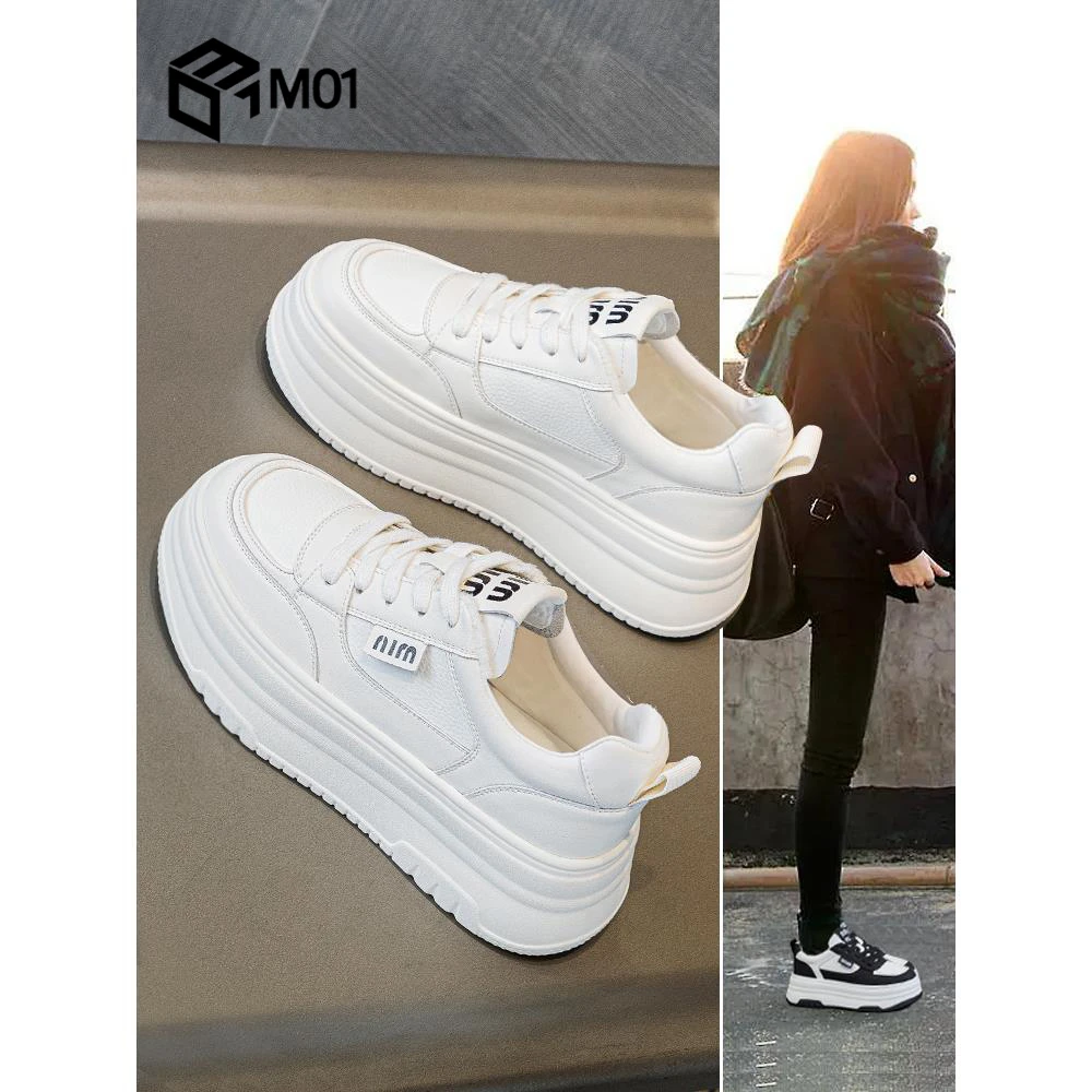 M012025新款春季小白鞋女厚底松糕增高板鞋休闲小个子小码3233码