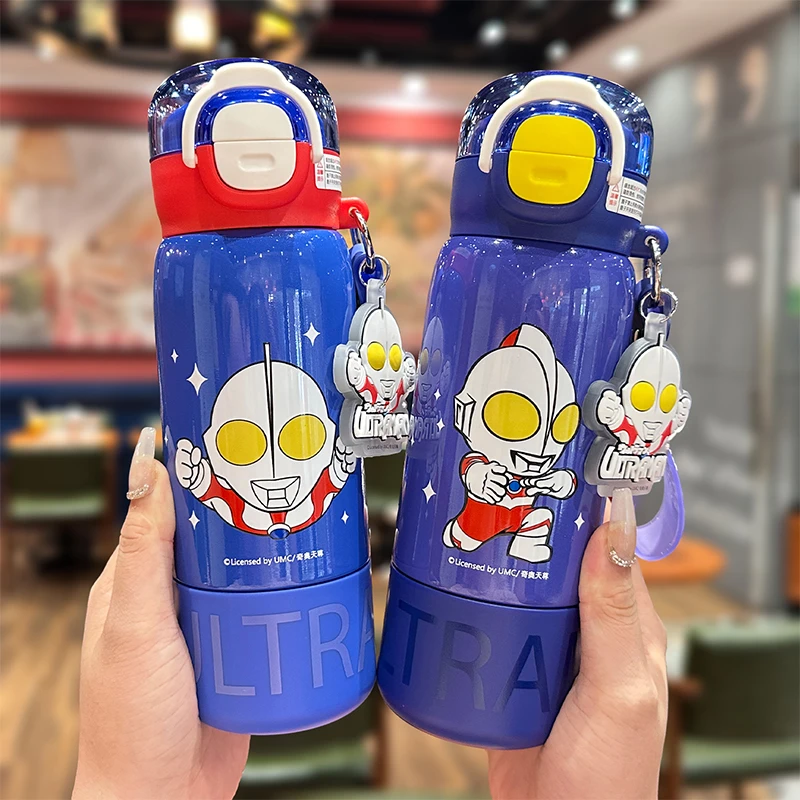 奥特曼保温杯儿童水杯316L不锈钢男生吸管杯双饮学生上学专用水杯