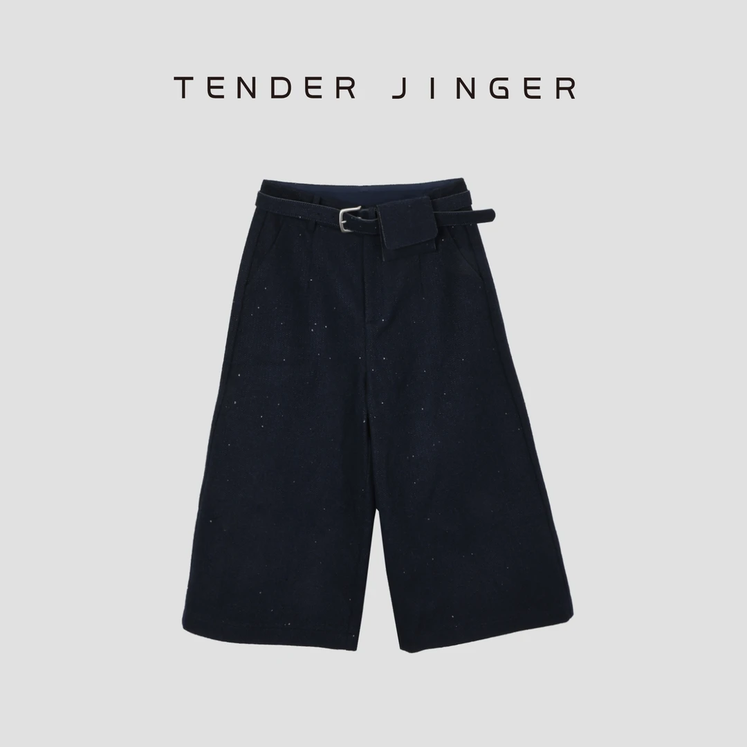 Tender Jinger|百搭高腰显瘦直筒休闲羊毛混纺短裤T53MBY50042