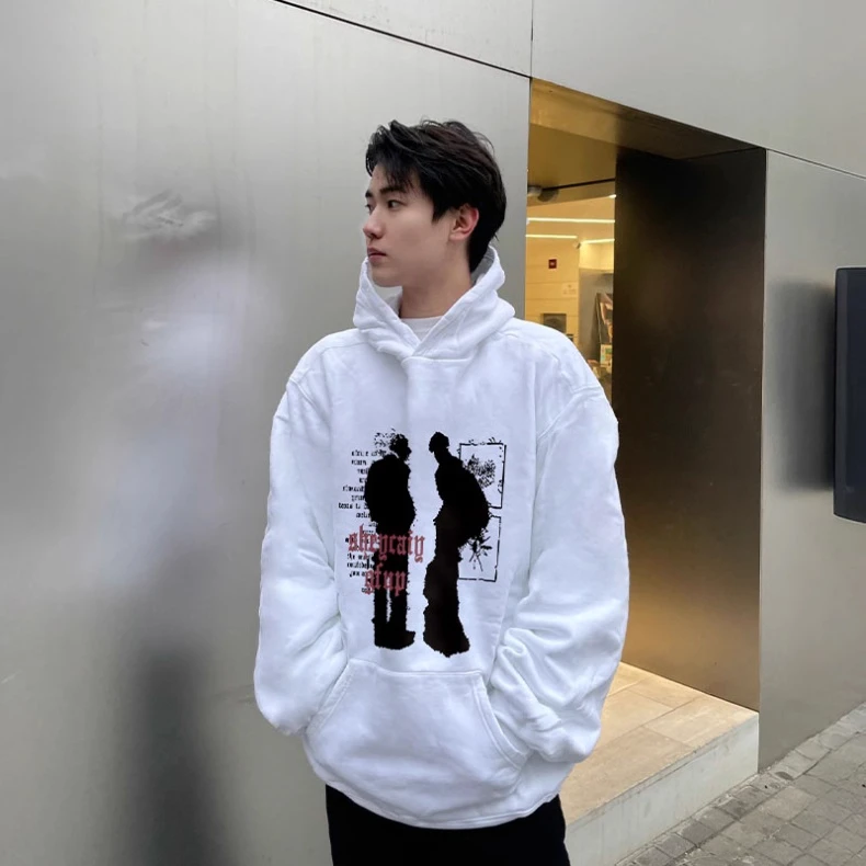 特肥大码美式街头潮牌连帽卫衣男女秋冬重磅加绒加厚宽松显瘦上衣