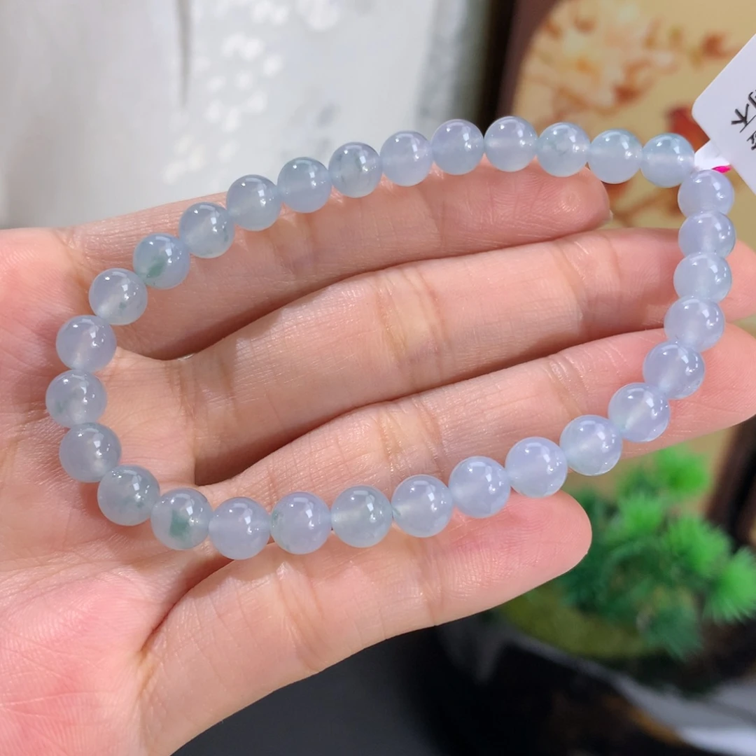 翡翠未镶嵌手串卡6冰胶蓝手串