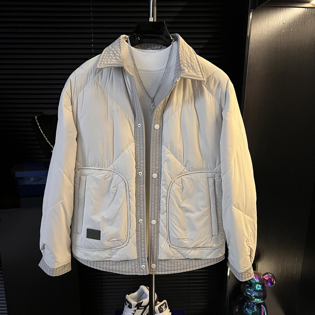 DB-冬季韩版百搭时尚翻领简约款潮流保暖外套男士修身羽绒帅气