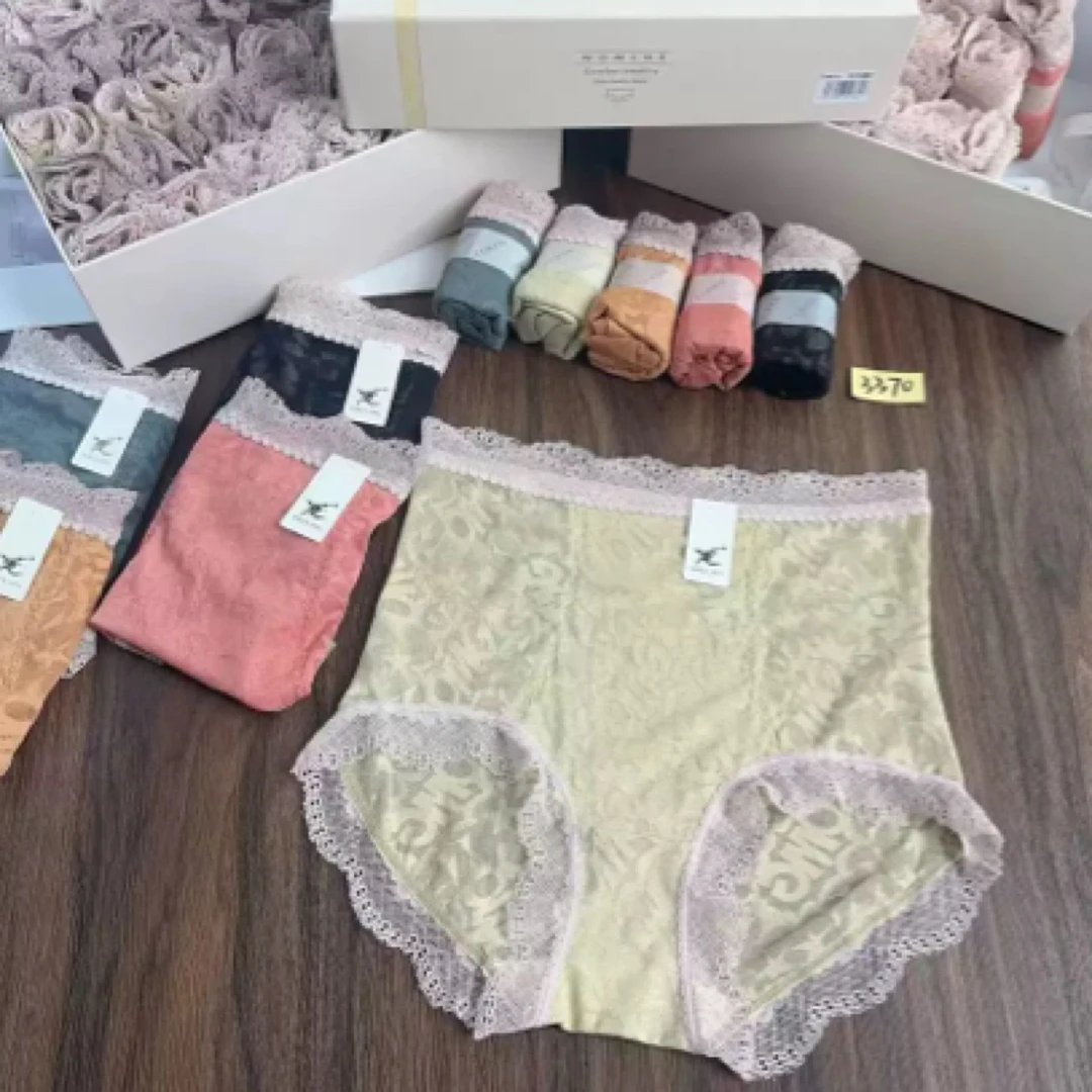【3370】高腰收腹暖宫抗菌女士内裤蕾丝均码高弹时尚透气底裤