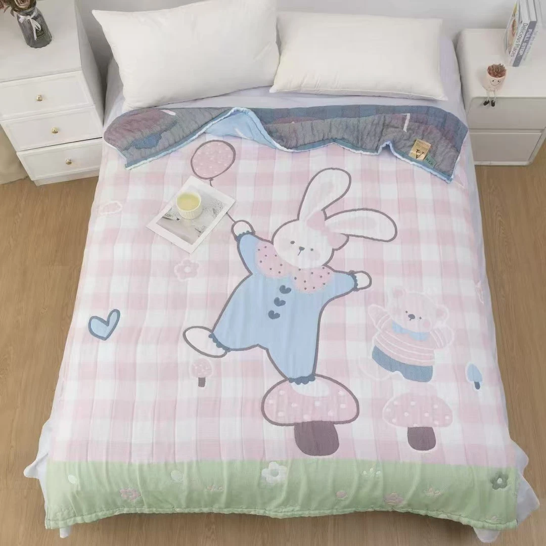 【田园时光】150*200cmA类柔软亲肤透气春秋夏被空调被棉纱泡芙被