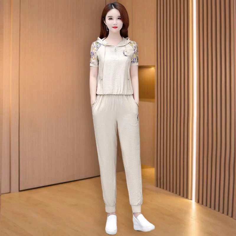 设计感连帽休闲运动套装2025新春夏时尚洋气时髦减龄小个子两件套