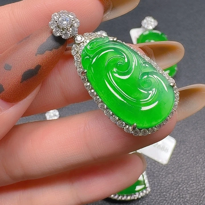 翡翠银S925镶嵌吊坠(不含链)