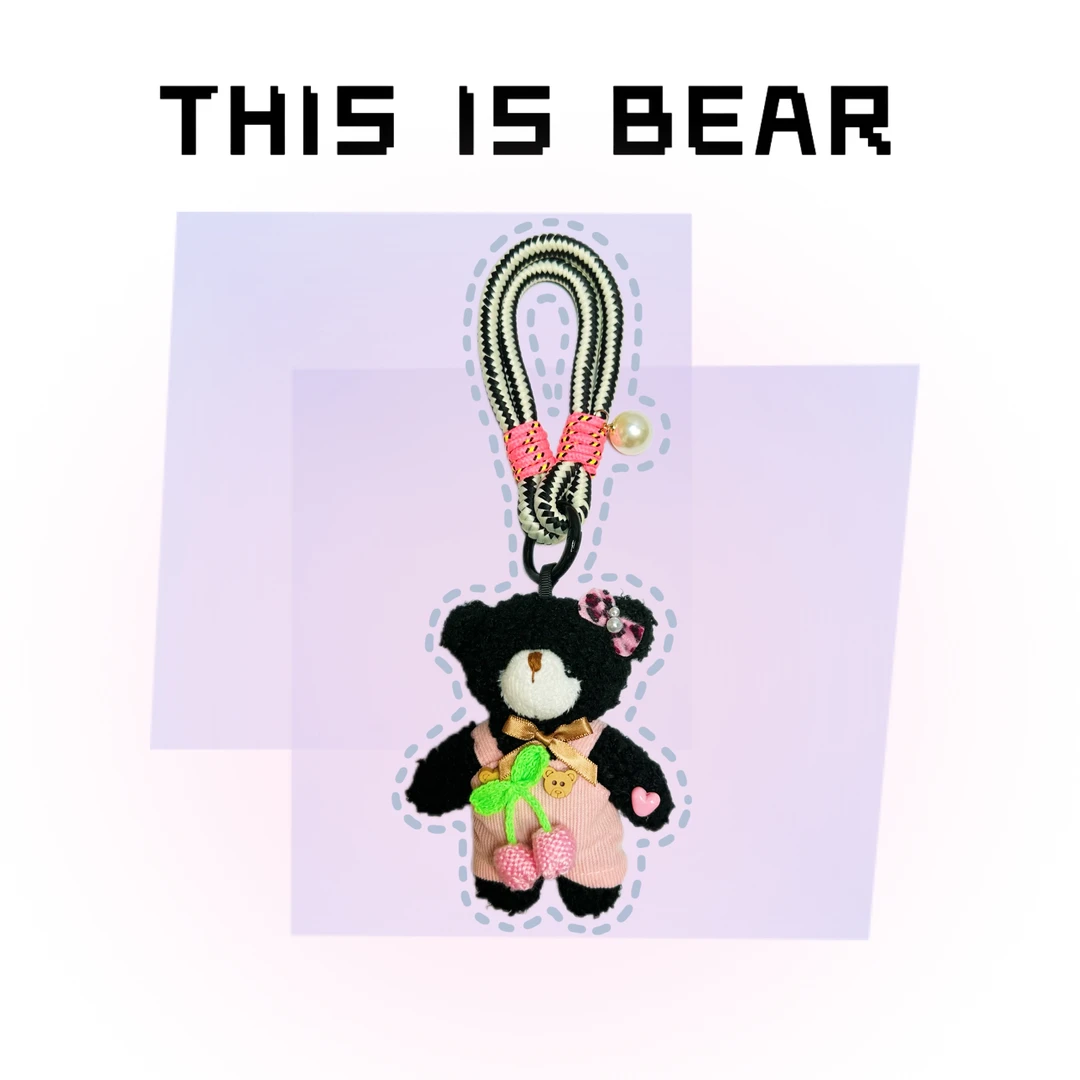 This is Bear•设计师原创包包挂件/手机挂饰/车挂/粉背带裤粉樱桃