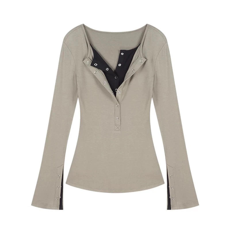 打底  深V假两件