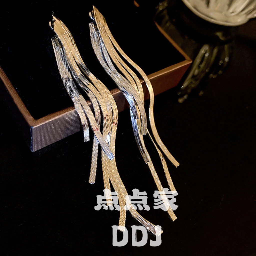 铜合金耳饰 E-431轻奢简约百搭气质一款两戴双色流苏耳环