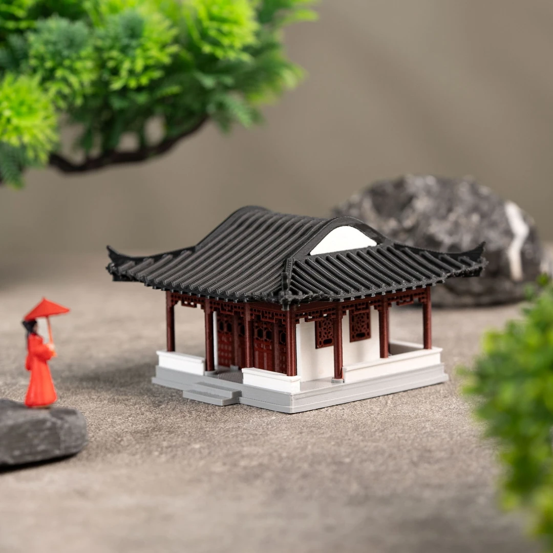 听雨轩建筑系列古建筑模型复古国风古建假山盆观鱼缸鱼缸摆件