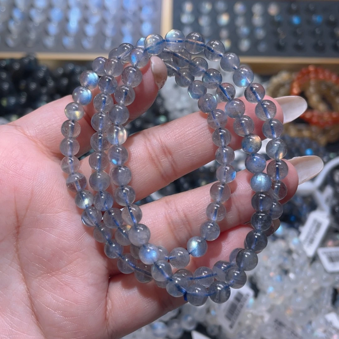 手链长石未镶嵌灰月光手链多圈6mm捡漏价