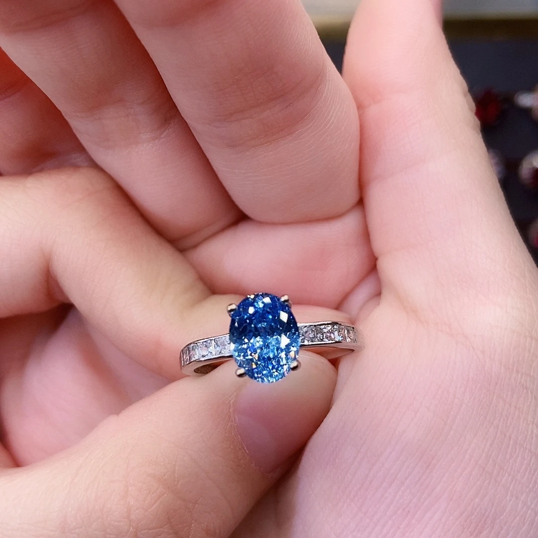 海蓝宝石戒圈银S925镶嵌