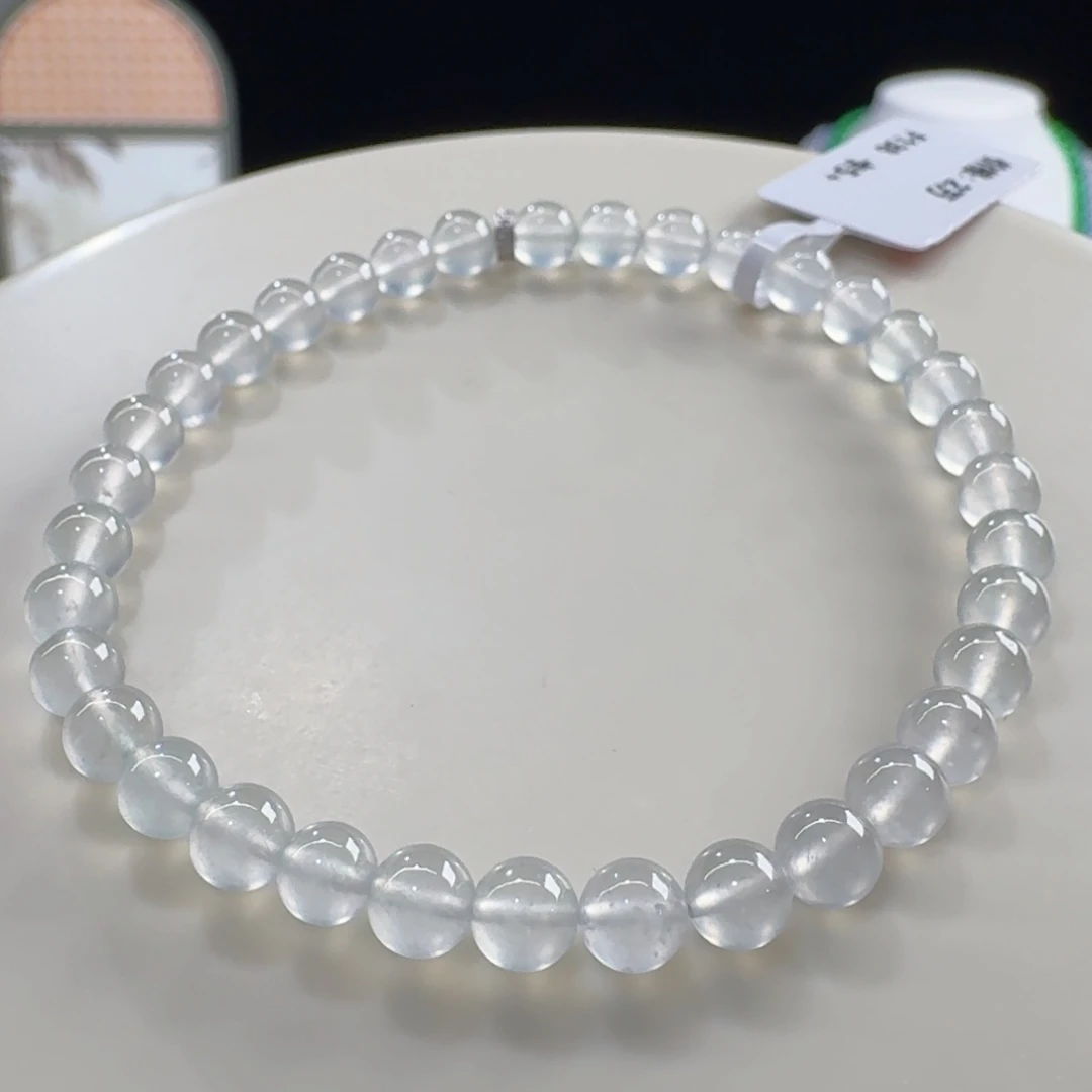 翡翠未镶嵌手链玻璃白月光单圈卡5.2mm