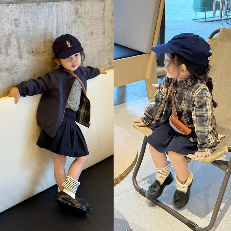 童装儿童外套2025新款春秋款潮酷夹克男女童时髦休闲两面穿棒球服