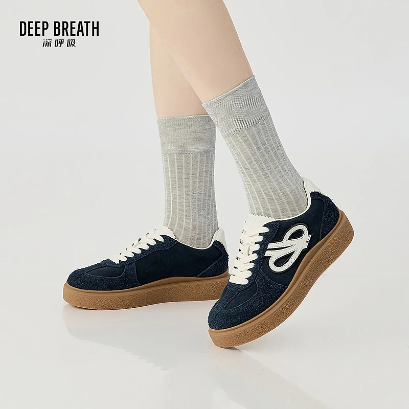 DEEP BREATH深呼吸女鞋厚底低帮绑带休闲德训鞋休闲鞋板鞋AX12347
