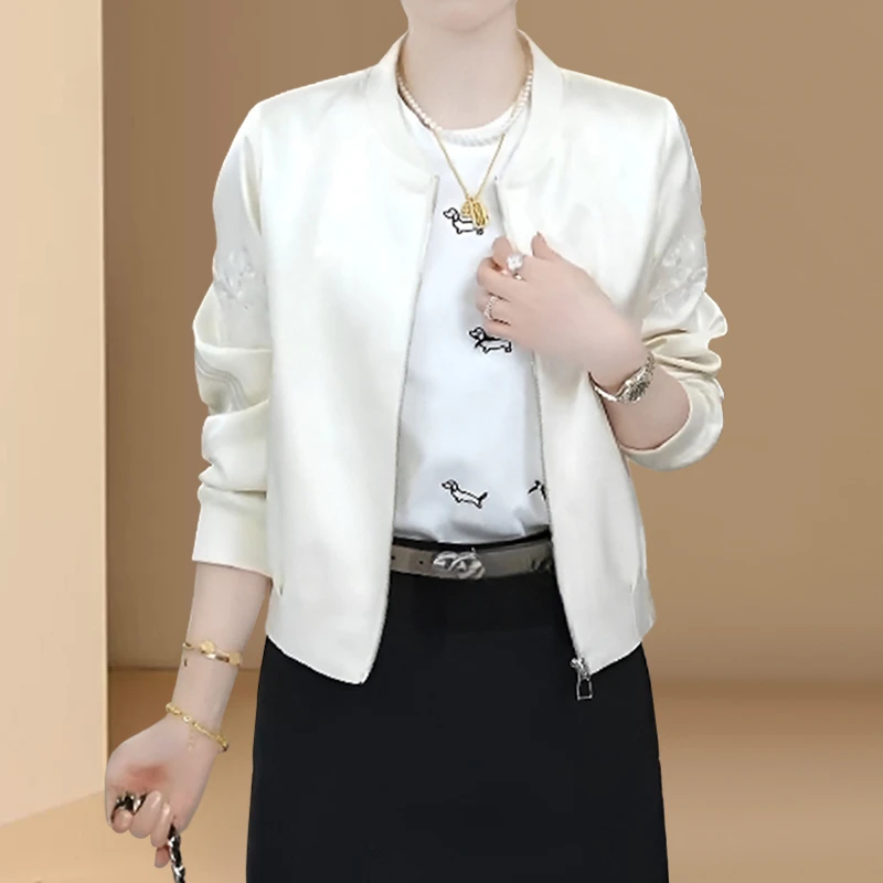 刺绣棒球服外套女春秋2025新款休闲外搭上衣女正肩显瘦开衫夹克