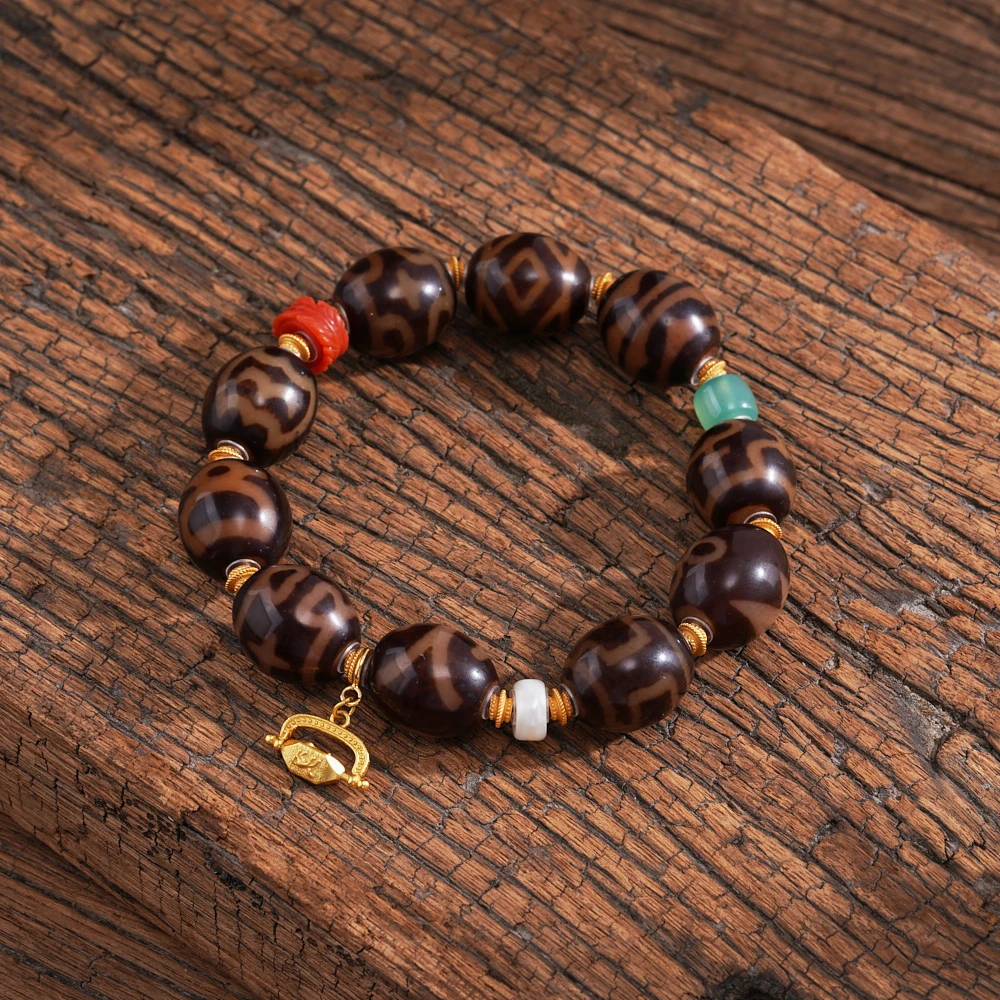 云丹拉姆丨QG多宝天珠玛瑙达洛手串多样性发其一14*13