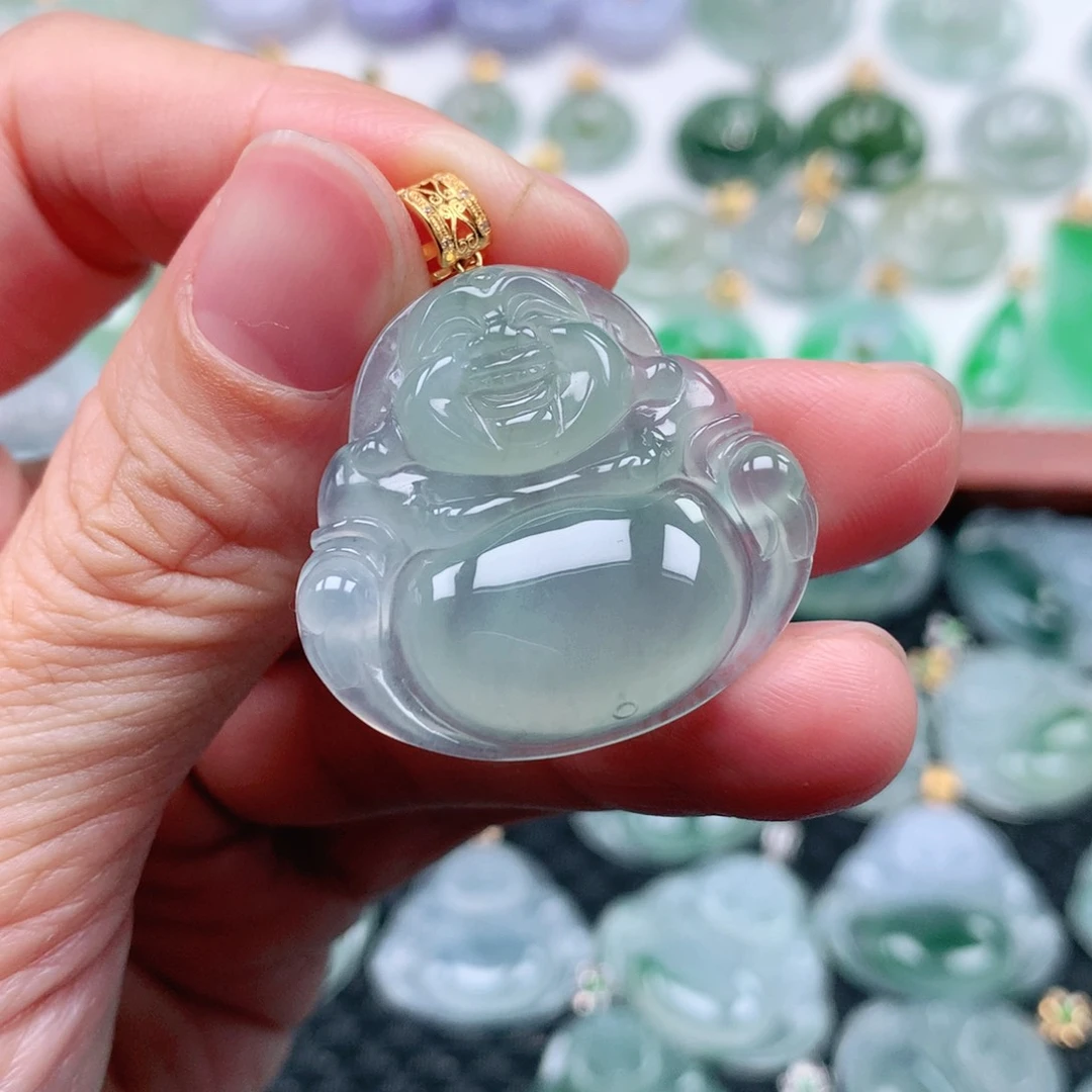 翡翠吊坠(不含链)18K金镶嵌p****枝