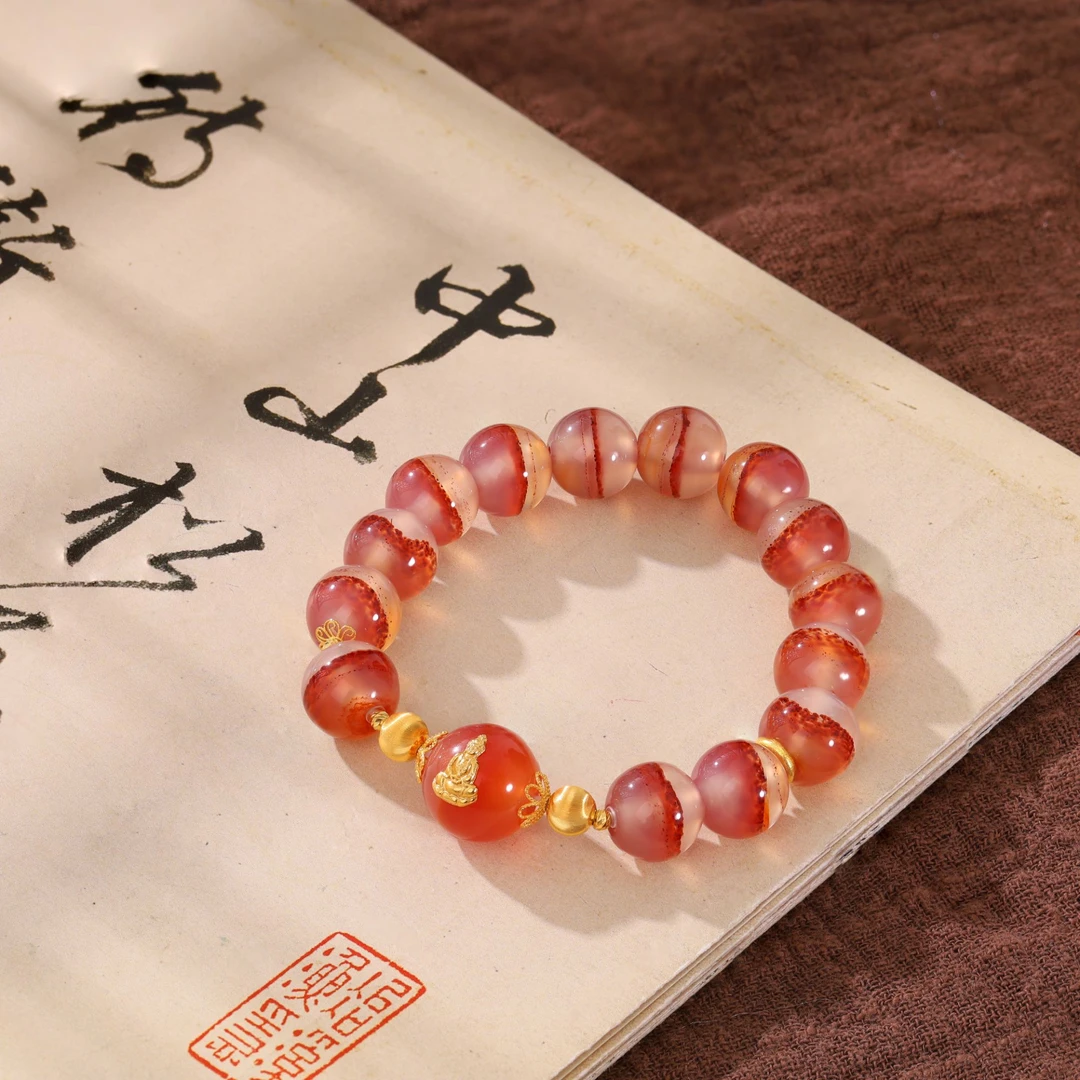 深红一线玛瑙DIY手串11.5mm+（多样性发）
