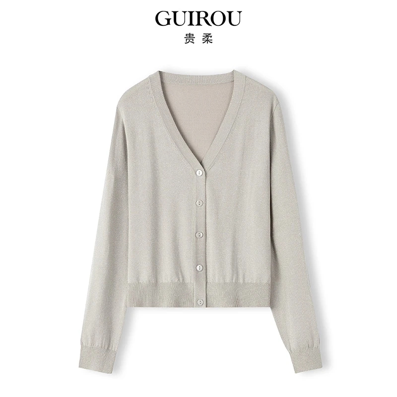 【莱赛尔+桑蚕丝】2025夏季新款针织开衫修身气质外套5525028