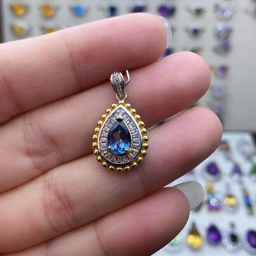 吊坠(不含链)托帕石银S925镶嵌不含证书