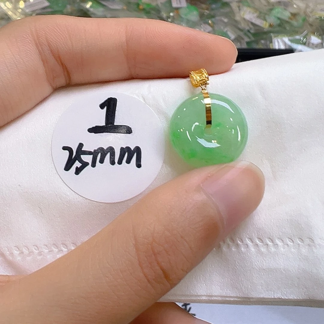 翡翠18K金镶嵌吊坠(不含链)翡翠
