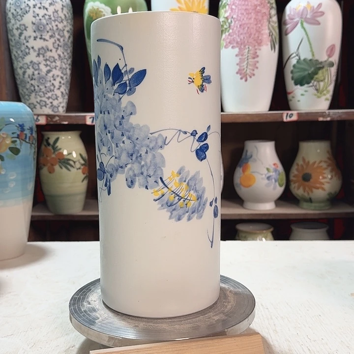 陶直筒兰兰紫藤款新款陶瓷陶瓷