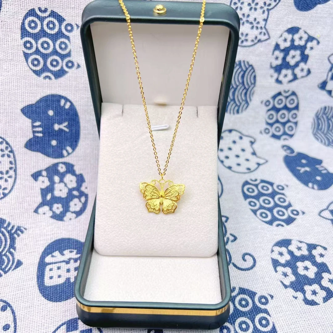 金御缘0工费足金999.9花丝蝴蝶夏日套链轻奢时尚百搭精美坠链