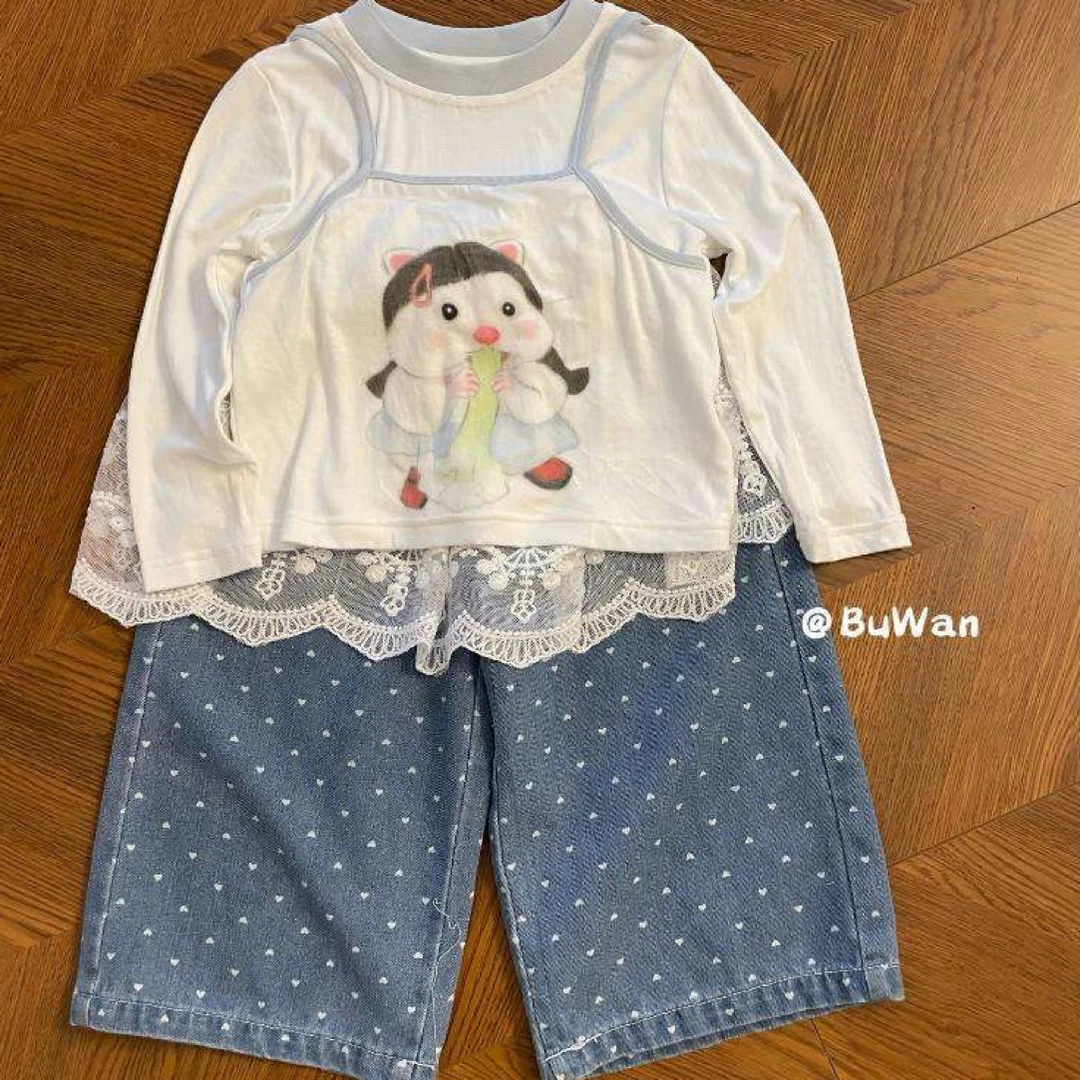 SuSuMapa儿童屁帘爱心波点屁帘可拆卸柔软秋款牛仔裤No退换